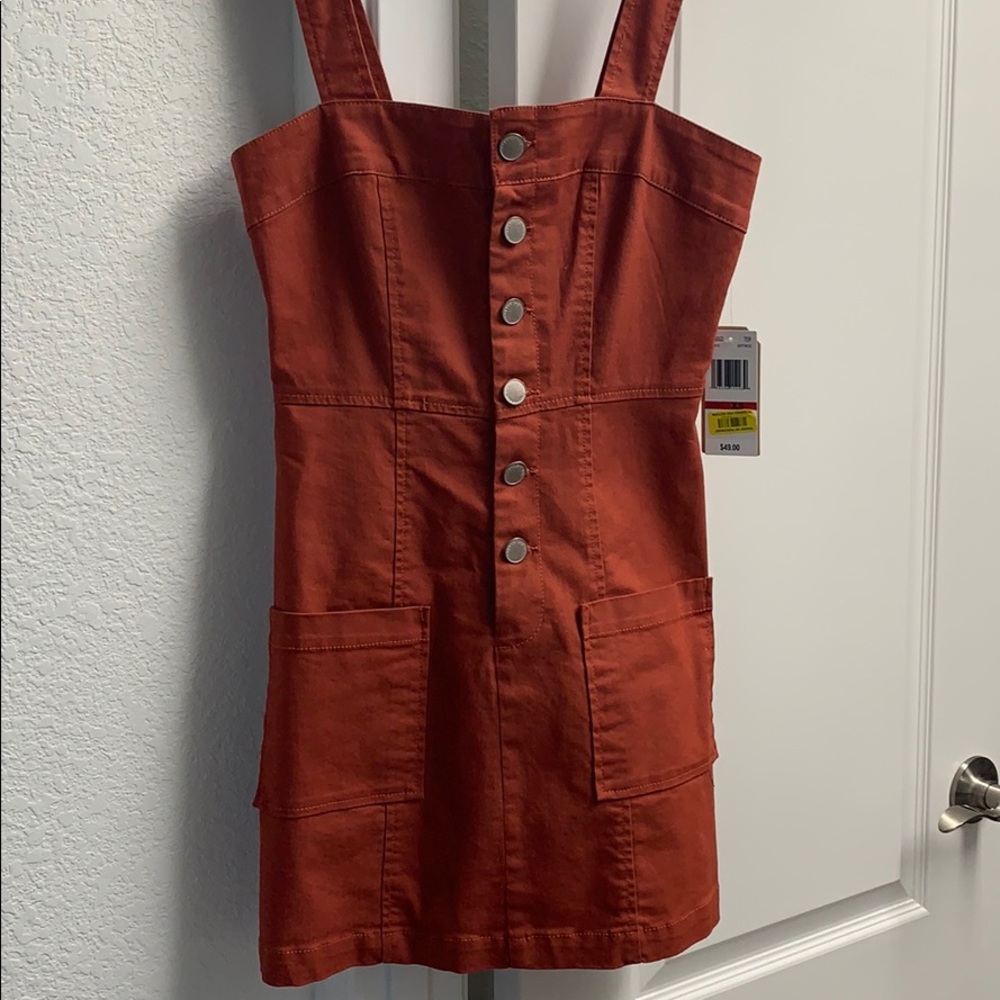 Burnt Orange Button Dress